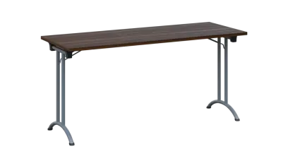 SLA 160 lak skládací jednací stůl 1600x600, deska 25 mm, podnož stříbrný lak, deska ořech královský